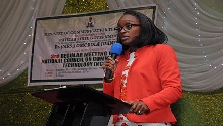 Dr. Omobola Johnson, minister of Communication Technology, addressing NCCT in Bayelsa